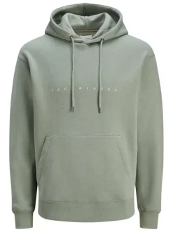Sweat à capuche tilleul uni avec une coupe droite et une poche kangourou