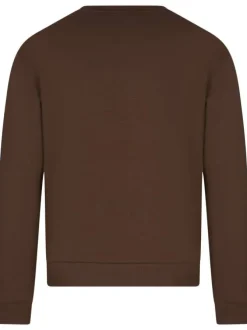 Sweat chocolat uni avec une coupe droite un col rond et une doublure en polaire