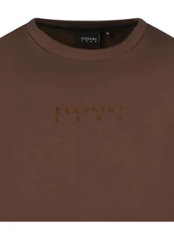 Sweat chocolat uni avec une coupe droite un col rond et une doublure en polaire