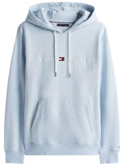 Sweat ciel uni avec un col à capuche et des manches longues