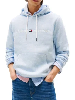 Sweat ciel uni avec un col à capuche et des manches longues