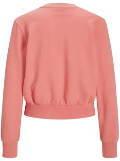Sweat corail en coton coupe cropped col rond et manches longues avec logo université
