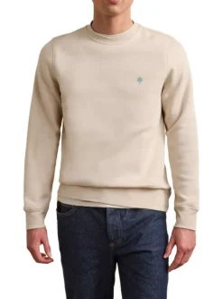 Sweat écru uni avec une coupe droite et des manches longues