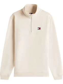 Sweat écru uni avec une coupe droite et un col camionneur