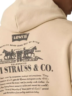 Sweat écru uni en coton avec un col à capuche et une poche traversante