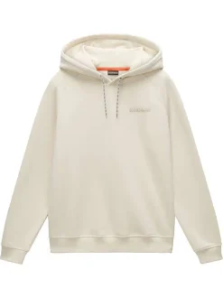 Sweat en coton beige imprimé avec une coupe droite et un col à capuche