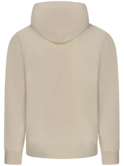 Sweat en coton beige uni avec une coupe droite et un col à capuche