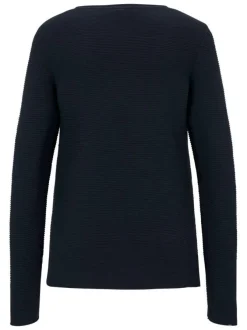 Sweat en coton biologique marine uni avec une coupe ajustée