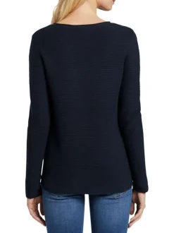 Sweat en coton biologique marine uni avec une coupe ajustée