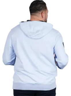 Sweat en coton biologique mélangé ciel uni pourvu d'une capuche