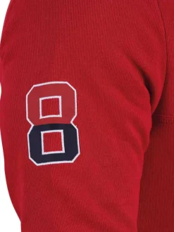 Sweat en coton biologique rouge uni avec une coupe droite et un col camionneur