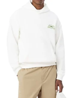 Sweat en coton blanc à coupe ajustée pourvu d'un col à capuche