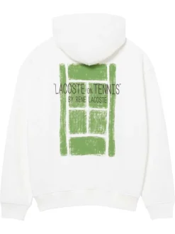 Sweat en coton blanc à coupe ajustée pourvu d'un col à capuche