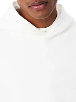 Sweat en coton blanc à coupe ajustée pourvu d'un col à capuche