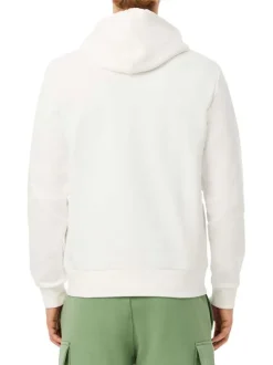 Sweat en coton blanc fantaisie avec un col à capuche et cordon de serrage