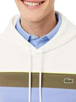 Sweat en coton blanc fantaisie avec un col à capuche et cordon de serrage