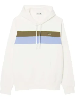 Sweat en coton blanc fantaisie avec un col à capuche et cordon de serrage
