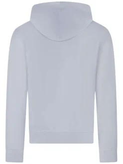Sweat en coton bleu clair uni avec une coupe droite et un col à capuche