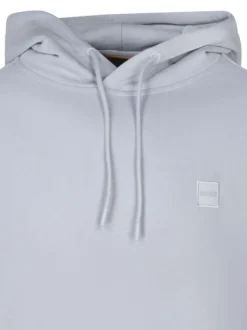 Sweat en coton bleu clair uni avec une coupe droite et un col à capuche