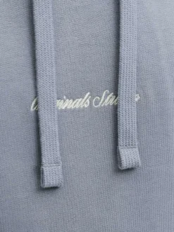 Sweat en coton bleu à coupe droite pourvu d'un col à capuche