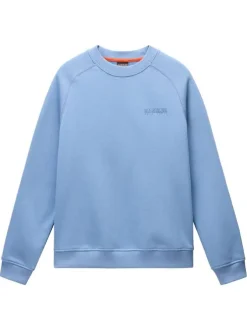 Sweat en coton bleu imprimé avec une coupe droite et un col rond