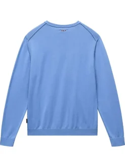 Sweat en coton bleu uni avec logo iconique et une coupe droite