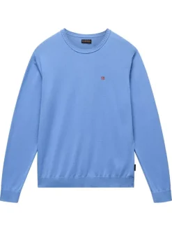 Sweat en coton bleu uni avec logo iconique et une coupe droite