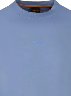 Sweat en coton bleu uni avec une coupe droite et nom iconique