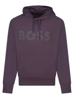 Sweat en coton bordeaux à capuche avec marque sur le devant