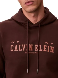 Sweat en coton brun uni avec une coupe droite et une capuche