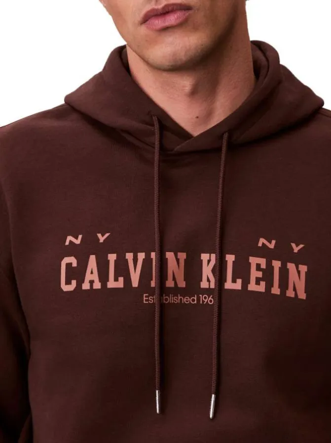Sweat en coton brun uni avec une coupe droite et une capuche