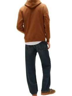Sweat en coton camel uni avec une coupe droite et nom iconique