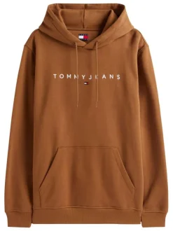 Sweat en coton camel uni avec une coupe droite et nom iconique