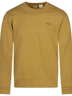 Sweat en coton camel uni avec une coupe droite et un col rond