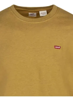Sweat en coton camel uni avec une coupe droite et un col rond