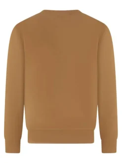 Sweat en coton camel uni avec une coupe droite et un col rond