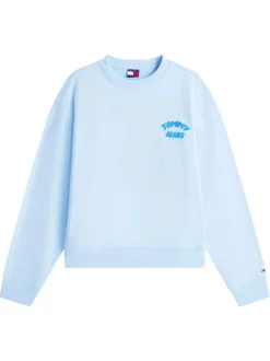 Sweat en coton ciel à imprimé avec une coupe droite et un col rond