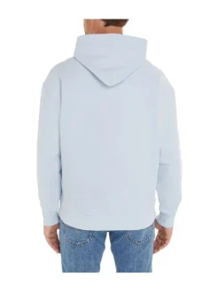 Sweat en coton ciel uni avec une coupe droite et un col à capuche