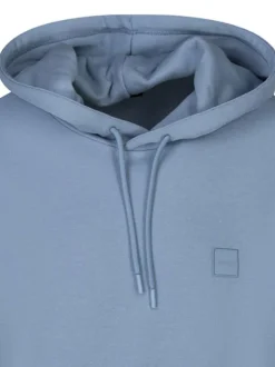 Sweat en coton ciel uni avec une coupe droite et un col à capuche