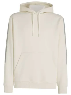 Sweat en coton écru uni avec un col à capuche et poche kangourou