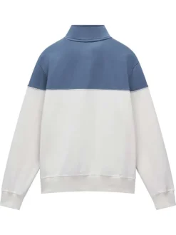 Sweat en coton écru uni avec une coupe droite et un col montant