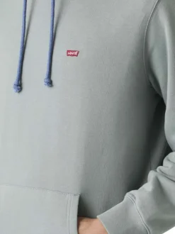 Sweat en coton gris à coupe droite pourvu d'un col à capuche