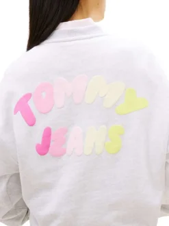 Sweat en coton gris à imprimé avec une coupe droite et un col rond