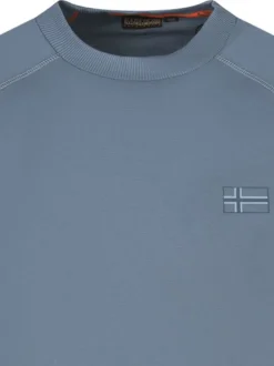Sweat en coton gris uni coupe avec un col rond et le logo à la poitrine