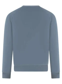 Sweat en coton gris uni coupe avec un col rond et le logo à la poitrine