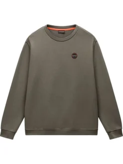 Sweat en coton kaki uni à coupe droite avec logo iconique sur le cœur