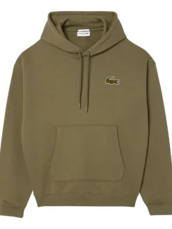 Sweat en coton kaki uni à coupe loose avec poche kangourou et col à capuche