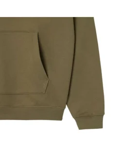 Sweat en coton kaki uni à coupe loose avec poche kangourou et col à capuche
