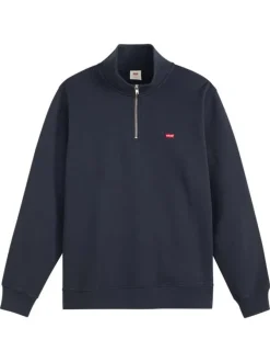 Sweat en coton marine à coupe droite pourvu d'un col camionneur