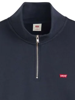 Sweat en coton marine à coupe droite pourvu d'un col camionneur